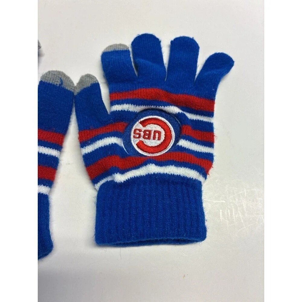 FOCO Youth Chicago Cubs MLB Striped Knit Touchscreen Gloves